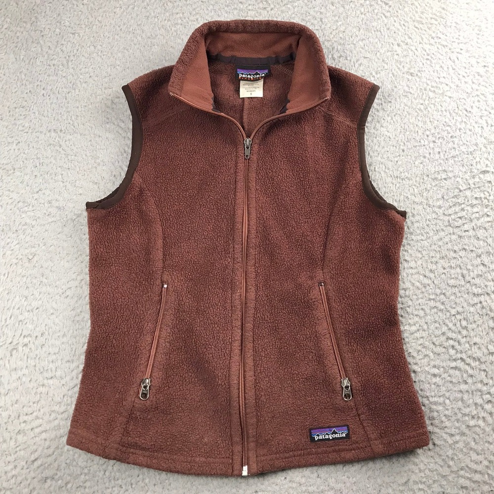 Patagonia Synchilla Fleece Vest Womens S Brown Full Zip Outdoor Layer Vintage